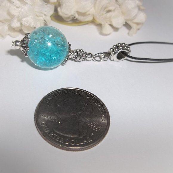 Necklace Pendant Beaded Turquoise Blue and Silver Jewelry Gift Idea for Her A107 - Picture 3 of 8